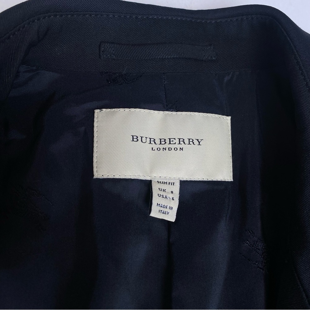 BURBERRY LONDON Black 100% Wool Collared Longsleeve Blazer Jacket Size US 6 - Picture 3 of 10